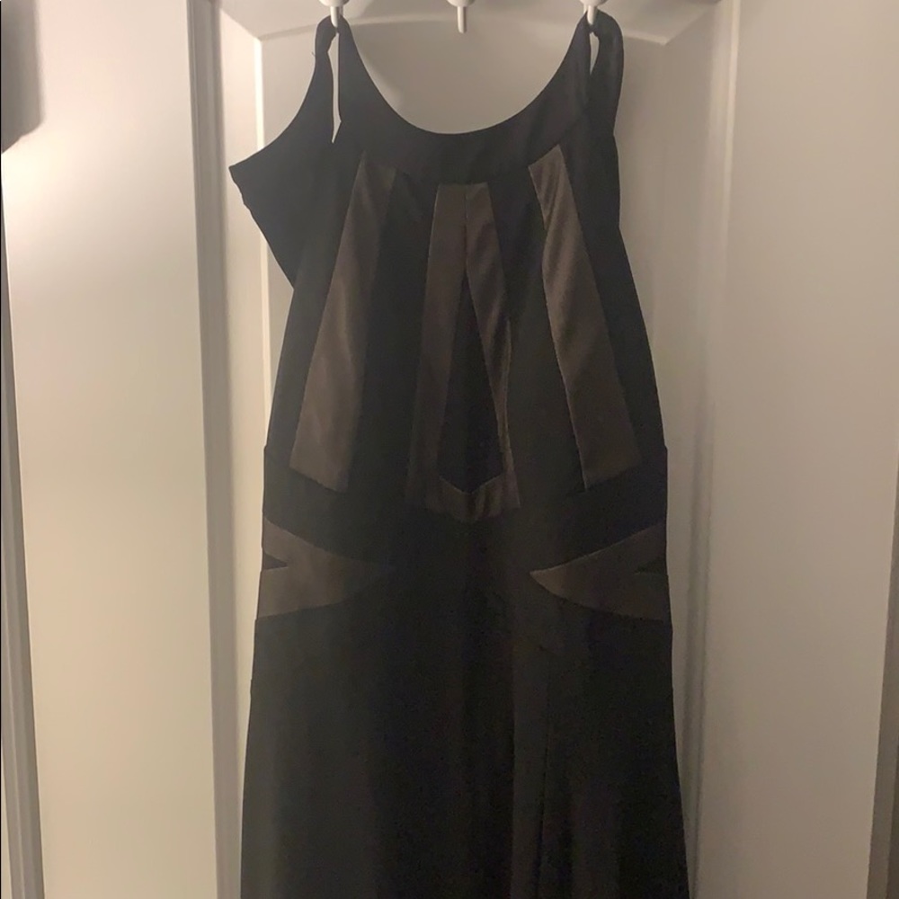 Black gown with back cutout and high neck